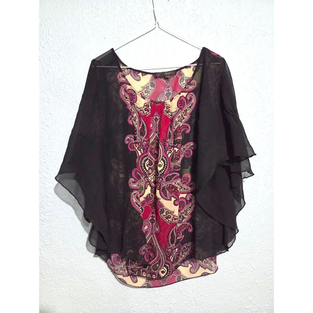 Heart & Soul Sheer Women's Blouse Sz L Like New Flare Sleeves